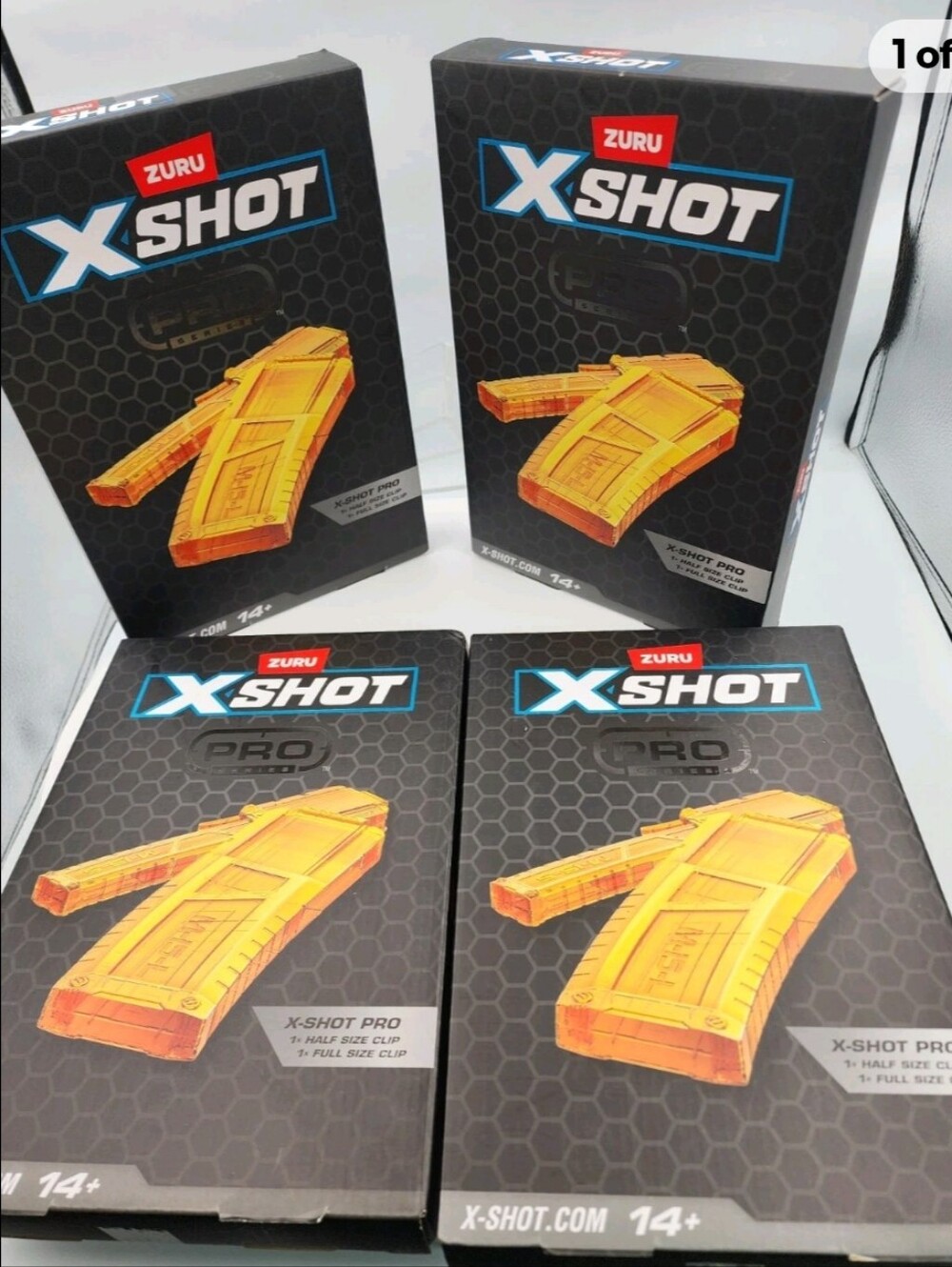 4 boxes Zuru X-Shot  X Shot Pro, 1 Half Clip And 1 Full Clip.  Clips Only . New